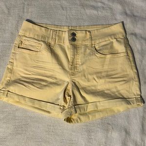 Pale yellow jean shorts, hardly worn